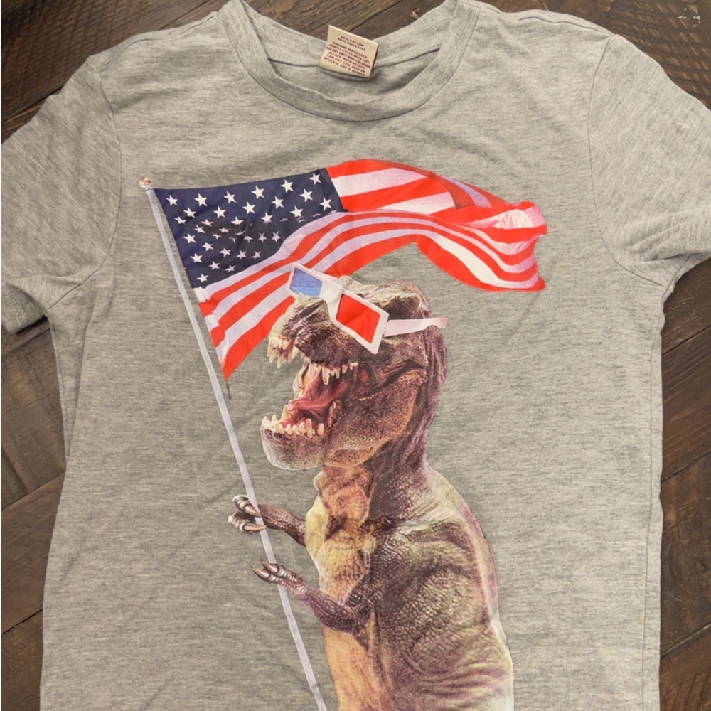 Red and Gray T-Rex Short Sleeve Tee